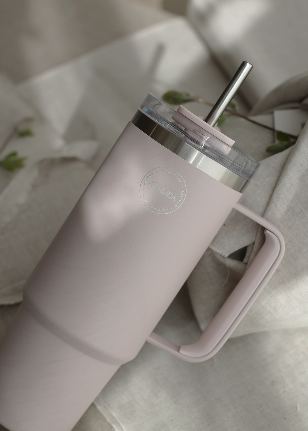 Thermo Cup with Straw - Soft Rose - 885ML