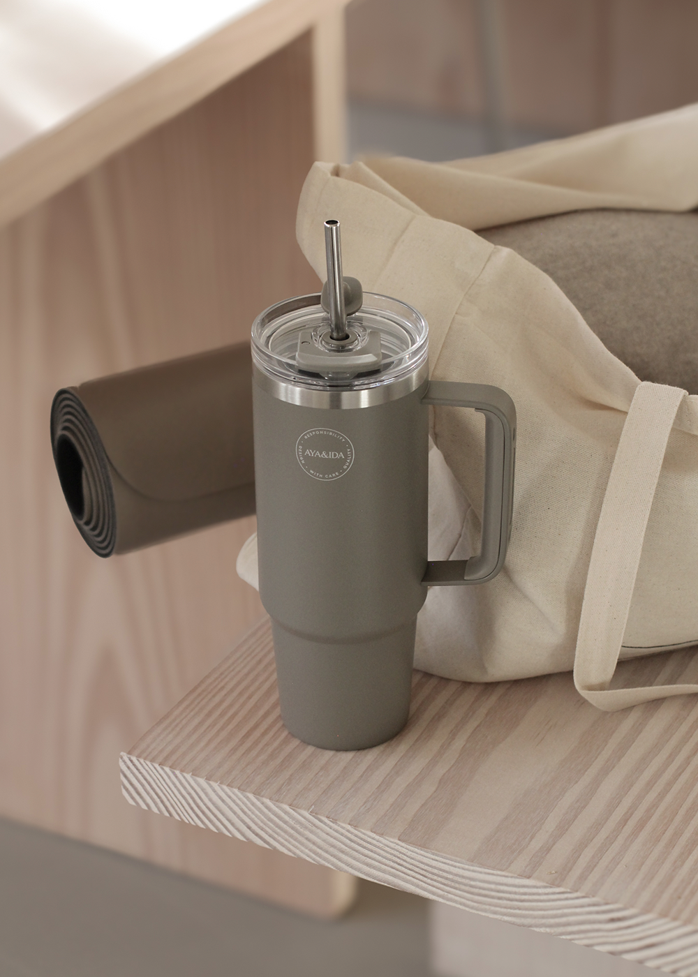 Thermo Cup with Straw - Driftwood - 885ML