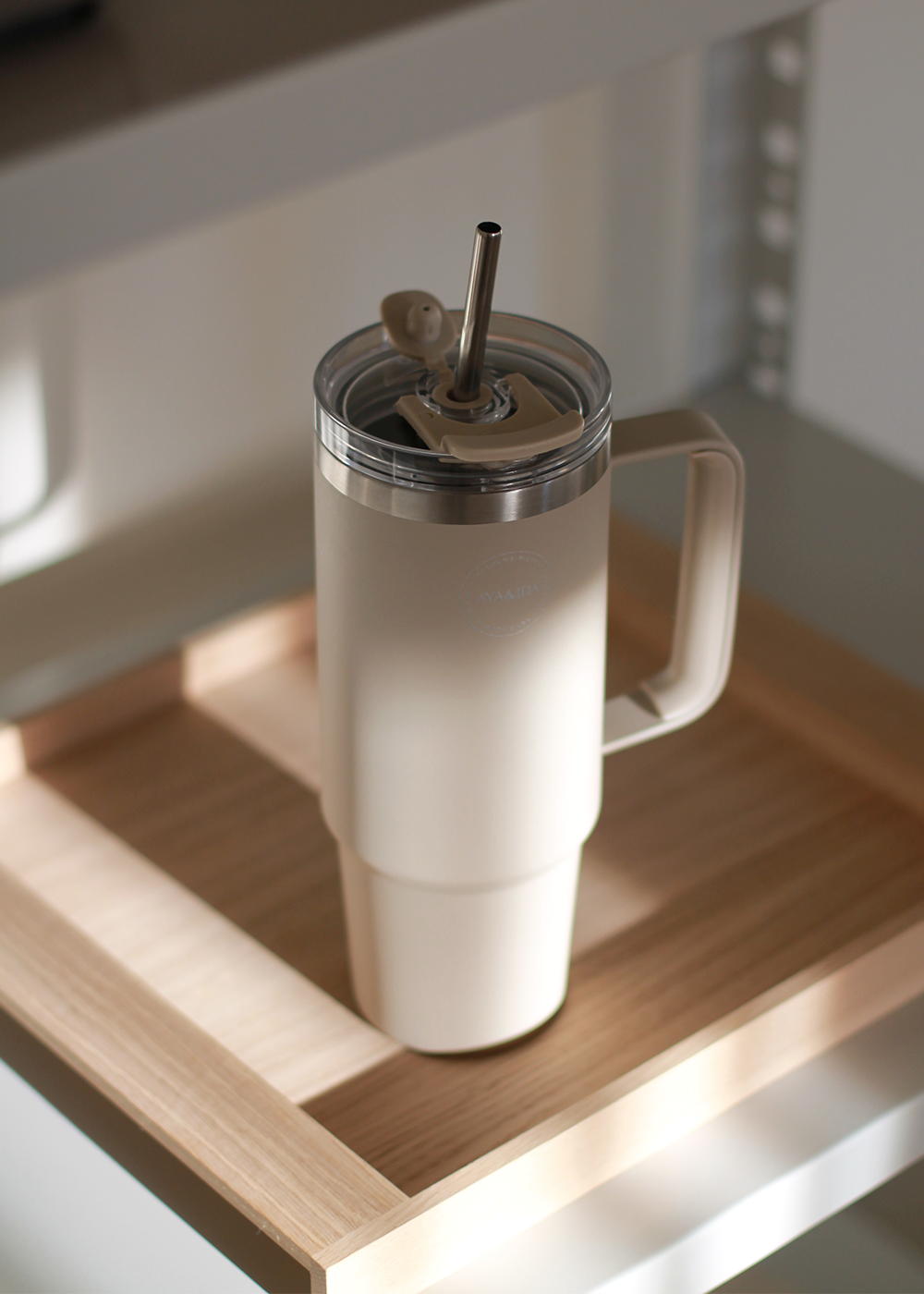 Thermo Cup with Straw - Cream Beige - 885ML