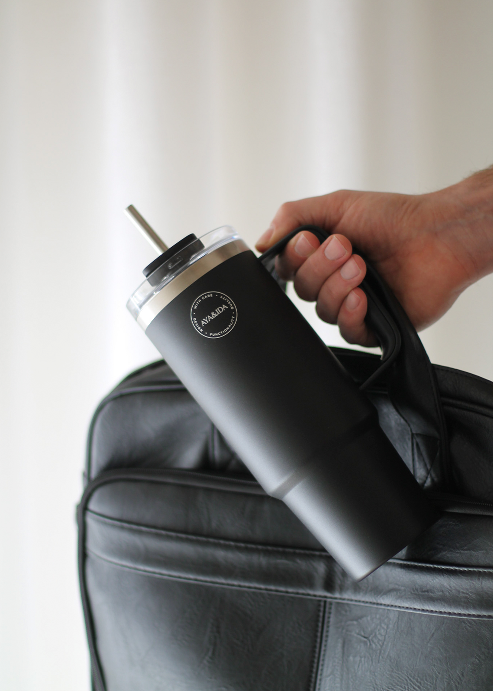 Thermo Cup with Straw - Matte Black - 885ML