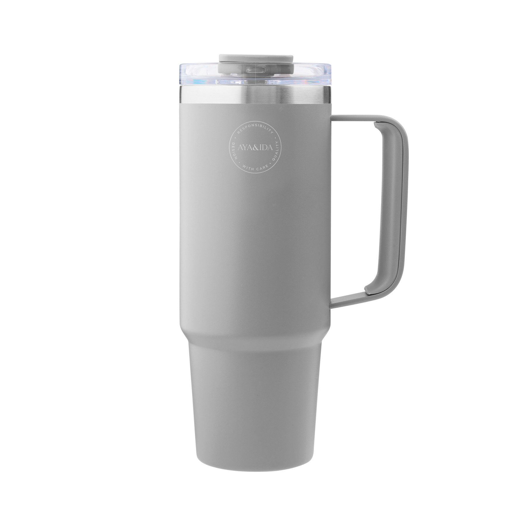 Thermo Cup with Straw - Light Grey - 885ML