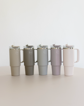 Thermo Cup with Straw - Light Grey - 885ML