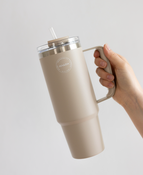 Thermo Cup with Straw - Cream Beige - 885ML