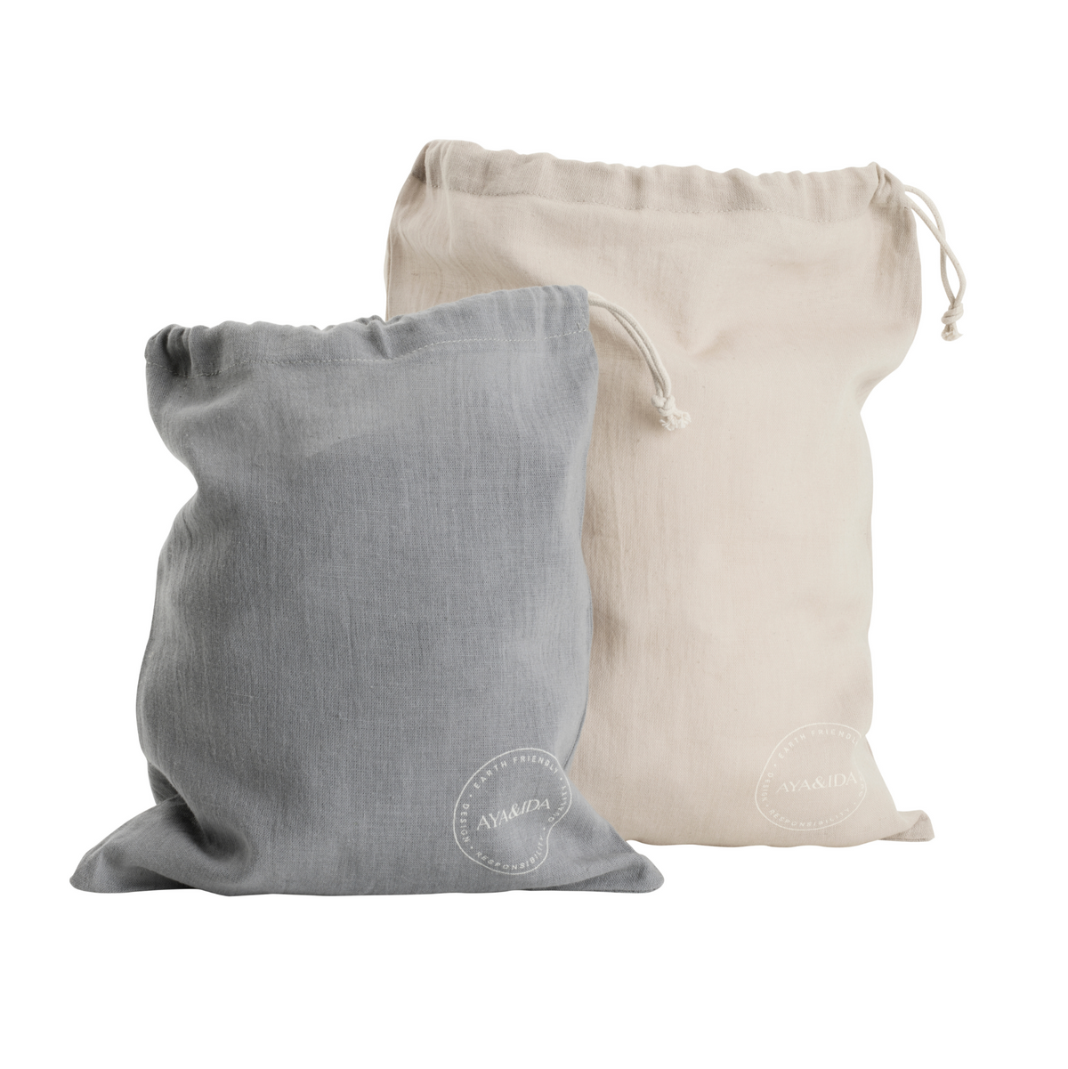 Reusable Cotton Bags - Dark Grey / Cream Beige