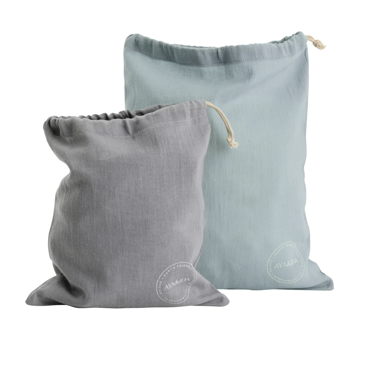 Reusable Cotton Bags - Dark Gray / Mint Green