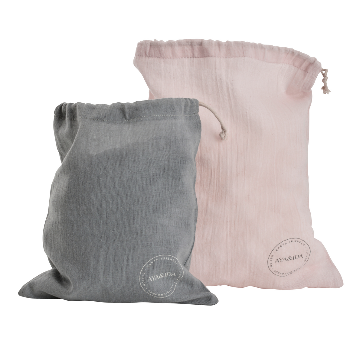 Reusable Cotton Bags - Dark Grey / Soft Rose